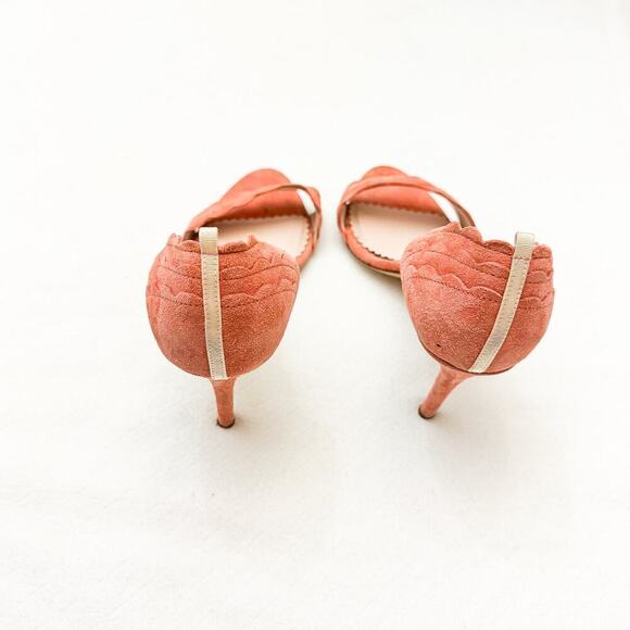 SJP Bobbie Sandal Suede Leather Open Toe Heel Coral/Cream Size 39.5 Italy - Picture 2 of 5